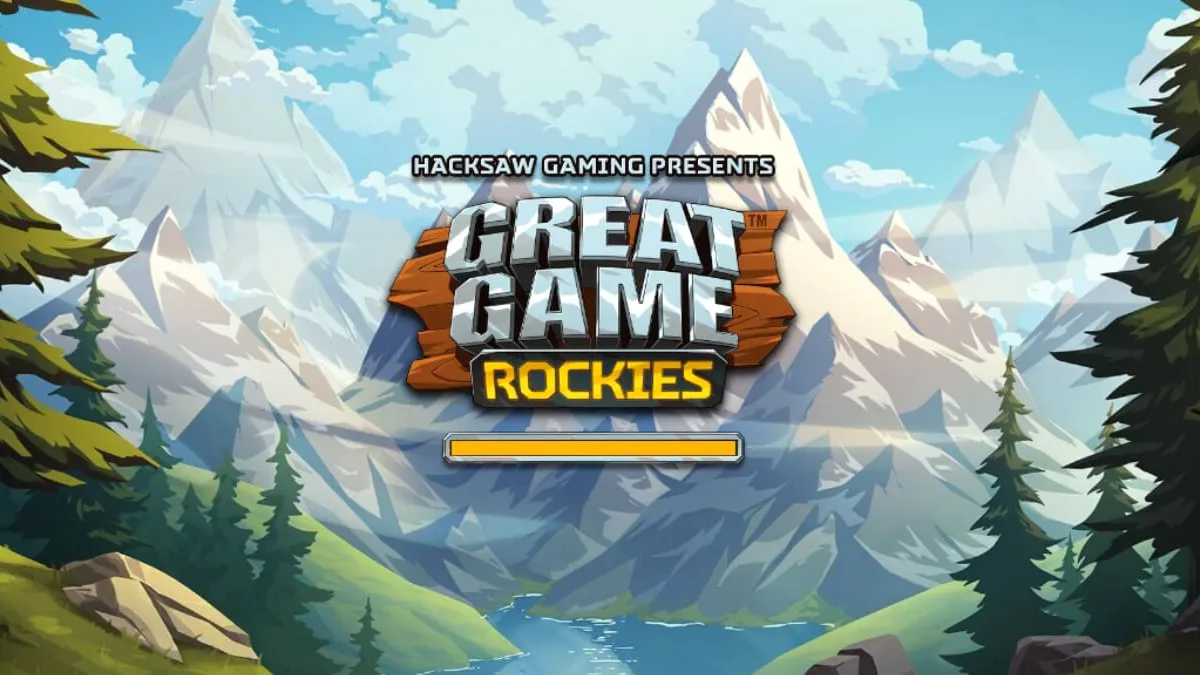Interface do slot Great Game Rockies com tema de montanhas e vida selvagem
